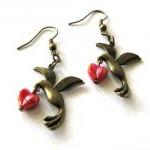Bronzed bird earrings jewel..