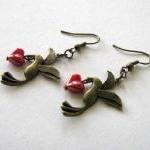 Bronzed bird earrings jewel..