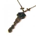 Bronzed angels key necklace..