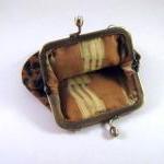 Leopard frame pouch with br..