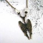 Bronzed angel wings necklac..