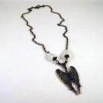 Bronzed angel wings necklac..