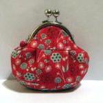 Flower on red frame pouch -..