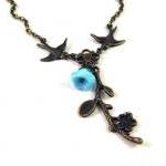 Bronzed flower branch neckl..