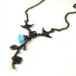 Bronzed flower branch neckl..