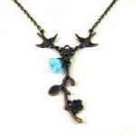 Bronzed flower branch neckl..