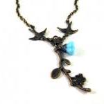 Bronzed flower branch neckl..