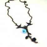 Bronzed flower branch neckl..