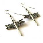 Antiqued silver dragonfly e..