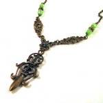 Antiqued bronze sword neckl..