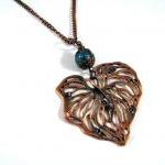 Simple copper leaf necklace..