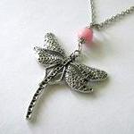Silver dragonfly necklace p..