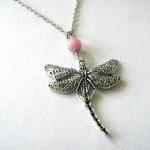 Silver dragonfly necklace p..