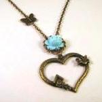 Blue resin flower necklace ..