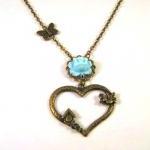 Blue resin flower necklace ..