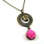 Cupcake necklace pink flowe..