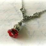 Red flower bud necklace jew..