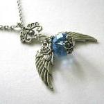 Antiqued silver wings neckl..