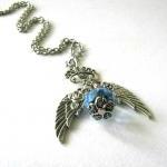 Antiqued silver wings neckl..