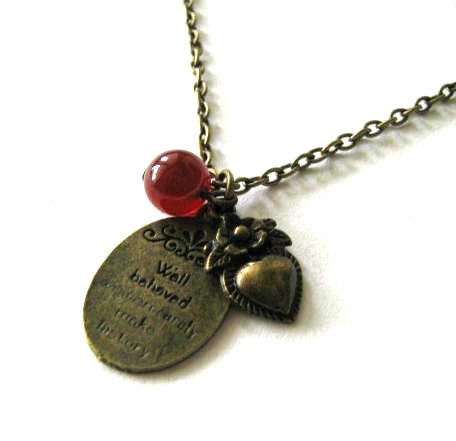 Charm necklace heart and carnelian jewelry